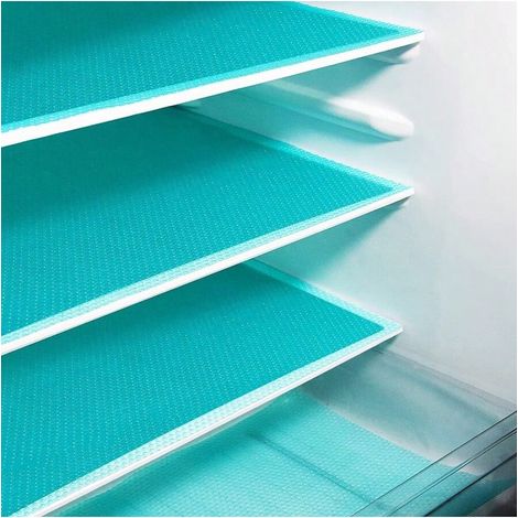 Tapis pour étagère de réfrigérateur lavables (8 pièces), absorbe les déversements, couleur bleue pour réfrigérateur, congélateur, placard ou cuisine. (1/5)