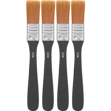 Pinceau - Cheveux En Nylon - Manche En Bois - Tige En Aluminium - 2 cm - Pour Peinture À L'huile Acrylique Gouache - 4 Pièces