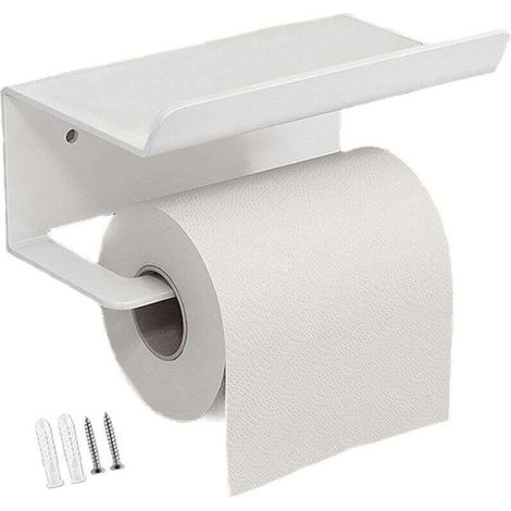Porte Papier Toilette, Porte-serviettes en acier inoxydable pour téléphone portable,Support Papier Rouleau Derouleur Papier WC, Support Papier Toilettes avec Tablette pour Salle de Bain et Cuisine (1/4)