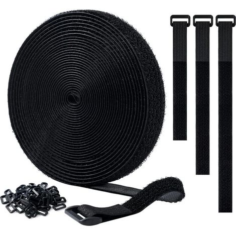 Adjustable Cable Ties, 10m x 20mm Reusable Self-Adhesive Cable Tape + 50 Loops, Reusable Cable Management Strap, Easy to Cut, Multi-Purpose Wire Organizer for Office (1/4)