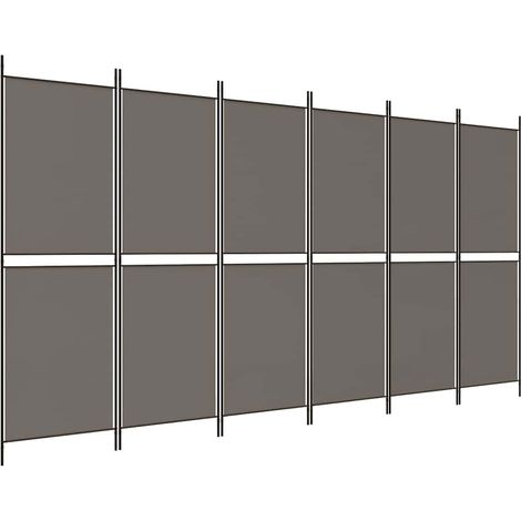 Paravent Cloison de séparation 6 panneaux, Pour Jardin, Balcon, Terrasse Anthracite 300x200 cm Tissu OIB6961E (1/5)