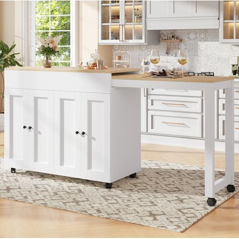 Moderner ausziehbarer Bartisch(117-180×50×94.6cm) ,Ausziehbarer Esstisch mit Stauraum , mit sechs AblageflächenStehtisch Bistrotisch, für Esszimmer,Verwendung als Wohnzimmertrennwand,Weiß (1/5)