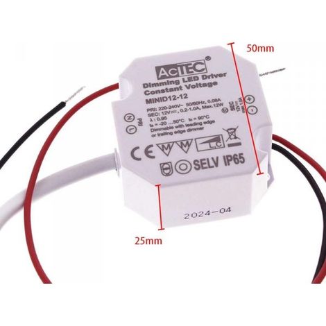Mini Alimentatore Dimmerabile Triac Dimming Taglio di Fase IP65 Tensione Costante 12V 12W 1A 50X48X24 mm
