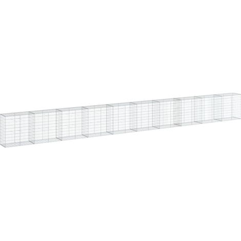 Gabbione recinto a gabbia muro di contenimento con coperchio 1000 x 50 x 100 cm ferro zincato argento 020040115