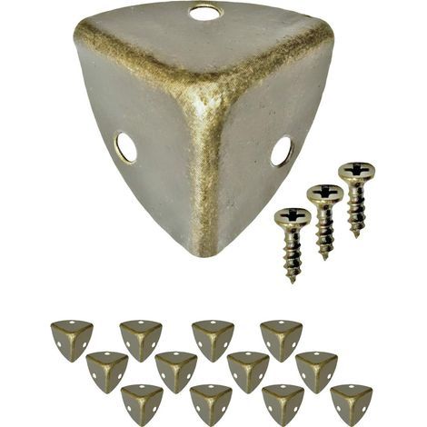 CCYKXA 12Pcs Antique Furniture Corners Rounded Corner Protectors Metal Hardware for Crates, Furniture, Shelves, Tables, Edge Protection, Vintage Aged Brass Look