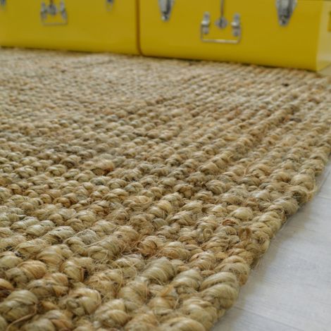 Décoweb – Tapis berbère en jute 100% naturel – 160 x 220 cm – Épaisseur ± 11 mm – Poids ± 4 kg/m² pour déco écolo