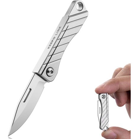 Mini-Taschenmesser aus Titan mit Schlüsselanhänger, Klappklinge für EDC & Outdoor