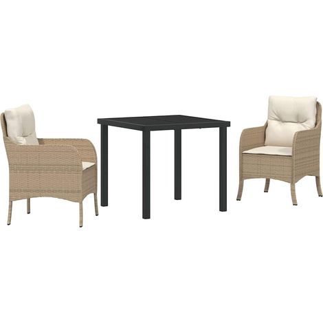 Ensemble de salle à manger pour jardin 3 pcs,Salon de jardin Beige Poly rotin CFW63202 (1/5)