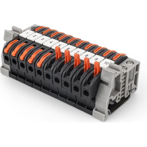 Bardusch-Bornier Rail Din, 20 Borniers Électriques 0,08-4 mm², Connecteur Électrique à Connexion Rapide pour Ingénierie Électrique et Projets de Bricolage (1/5)