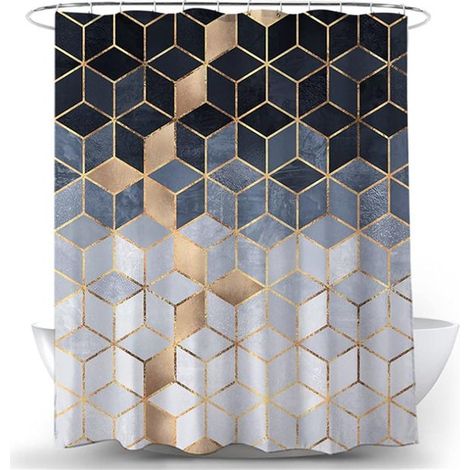 Anti Schimmel Duschvorhang Wasserdicht Polyester Wasserdichter Duschvorhang mit Marmormuster Luxuriöses Aussehen Hervorragende Wasserbeständigkei (1/5)