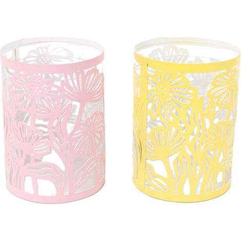 TrendLine Windlicht Blumen Metall/Glas Ø 9 x 12,5 cm 2-fach sortiert Windlicht