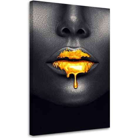 Tableau déco Lèvres d'or Femme Style Glamour 60x90 (1/5)