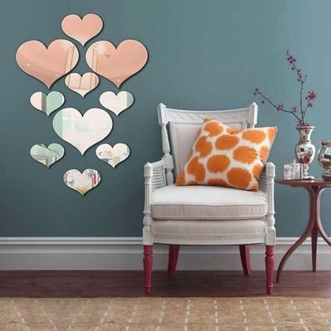 20 pièces de Cristal Amour Coeur Stickers muraux, Acrylique 3D Bricolage Art Stickers muraux Accueil Salon Salle de Bains TV Fond décor (1/5)