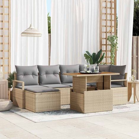 Gartensofa-set 7 pcs Beige und Grau vidaXL (1/5)