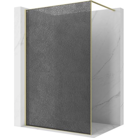Mexen Kioto Duschwand Walk-in 130 x 200 cm, Crackle Graphit 12 mm, gebürstet gold - 800-130-101-55-44-X (1/5)
