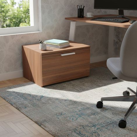 Cassettiera colorata per cameretta: design moderno e chiusura delicata - Noce canaletto (1/5)