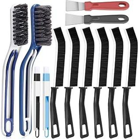 Ensemble de 14 brosses de nettoyage à poils durs pour les coins, les joints, les recoins et les surfaces difficiles d'accès. Convient également pour la salle de bain, la douche, la cuisine, les toilet