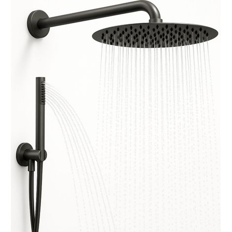 Set per doccia soffione tondo in acciaio inox 250 millimetri canna di fucile finitura- canna di fucile - confezione 1 (1/5)