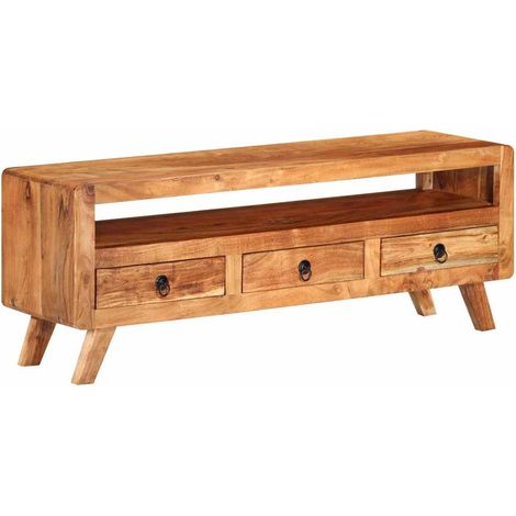 vidaXL Meuble TV 110x30x40 cm Bois d'acacia massif (1/5)