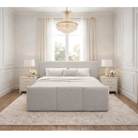 AX LIVING Boxspringbett in Beige Ankarra 180x200 cm Bett mit Stauraum