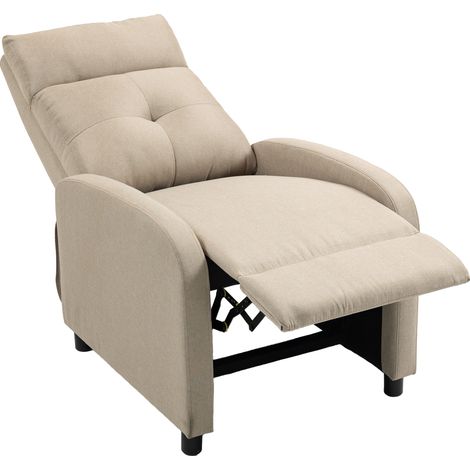 Fauteuil inclinable avec fonction relax, repose pieds extensible, ressorts ensachés, jusqu à 150 kg, beige (1/5)