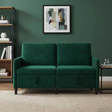 vidaXL Sofá con almacenamiento Verde oscuro 152 x 78 x 87 cm Poliéster (1/5)