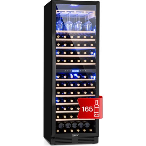 Klarstein Cave a Vin Encastrable, Caves à Vin de 425L avec une Porte en Verre, Cave a Vins à Double Zone, Bar Intérieur/Extérieur, Frigo Vin, Cave a Vin de Vieillissement, Cave à Vin 162 Bouteilles