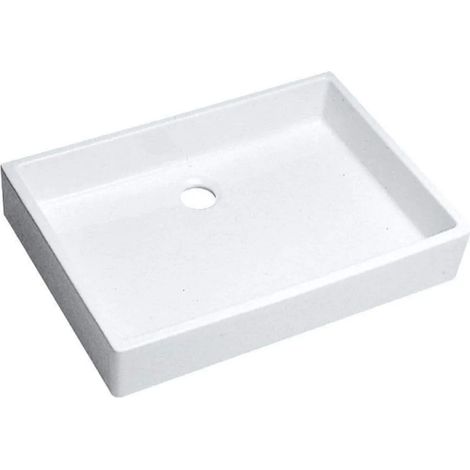 Geberit – Vasque à poser blanche 500x400 mm – Évier bandeau 14cm à bords droits – Sans égouttoir, sans trop-plein – Poids 18kg