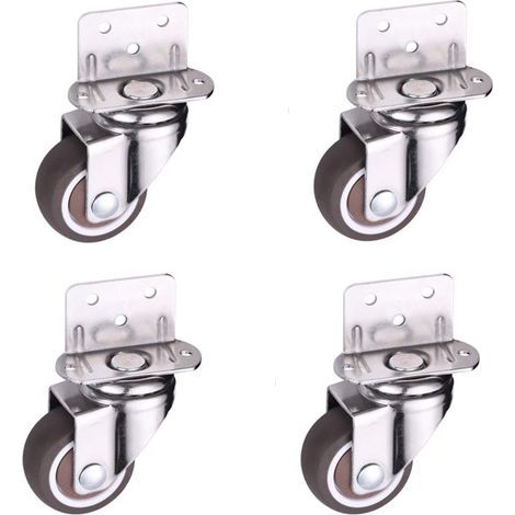 FENOPLASTICARoulettes pivotantes de 25 mm, roulettes en L pour meubles, idéales pour lit bébé, armoire, meubles, table, charge maximale de 11 kg par roue - RWRoulette (1/4)