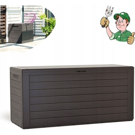 Prosperplast Aufbewahrungstruhe Braun Holzoptik 280L (1/5)