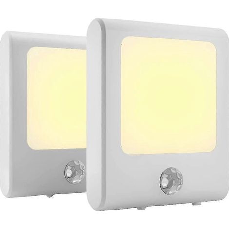 Veilleuse à douille avec détecteur de mouvement, [2 pièces] Veilleuse LED, luminosité réglable en continu, blanc chaud 3500K, veilleuse pour enfants