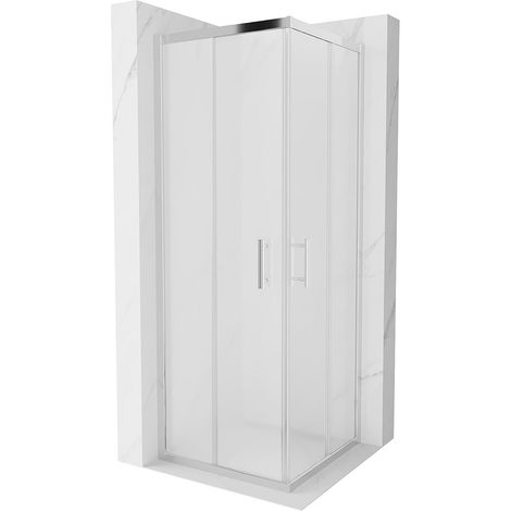 Cabine de douche carrée Silla, paroi de douche 70x70 cm en verre transparent, installation facile, design moderne, Chrome