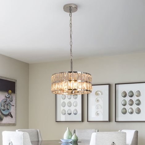 Suspension cristal G9, fer doré ou chromé, Ø30xH80cm, dimmable, hauteur réglable (1/5)