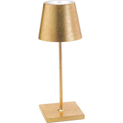 Zafferano Lampada a led da tavolo Poldina Pro Mini Foglia Oro ricaricabile e dimmerabile con batteria fino a 12 ore (1/4)