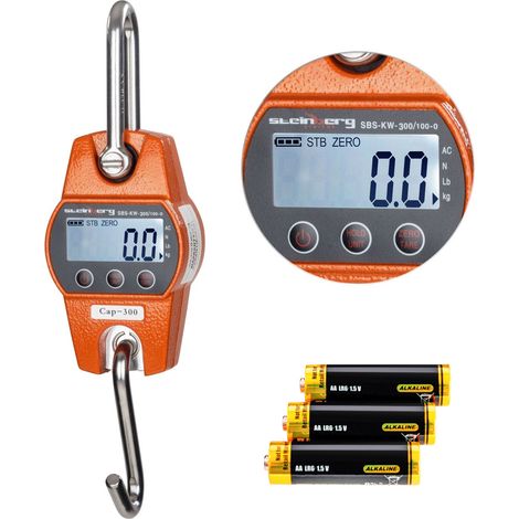 Balanza comercial para cazadores con gancho SBS-KW-300/100-O LCD, hasta 300 kg.