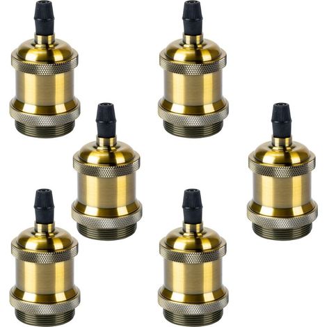 12×Rétro Douille d'ampoule E27 Edison LED, Vintage Style Adaptateur de Lampe Spiral Support 110-220V pour Suspension Lustre Plafond, Bronze (1/5)