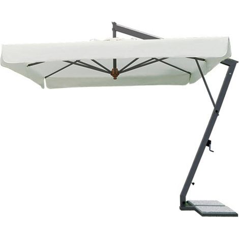 Ombrellone rettangolare professionale con palo laterale "Napoli Braccio" in alluminio per giardino (Made In Italy) -300 x 400 / Ecru' / Ombrellone (1/4)