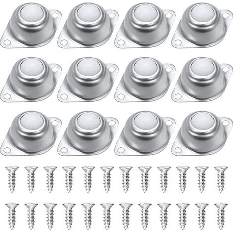 Roulettes à Billes pour Meubles,Lot de 12 Transfert à Billes,Rouleaux à Billes en Nylon et en Acier Inoxydable,Avec 24 vis,pour Chariot à Bagages Coulissant, Meubles, Fauteuil Roulant Livré (1/2)