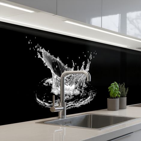 Kitchen Splashback Water - Splash - Water - Black 500x80 cm (1/5)