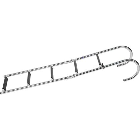 Échelle de bateau pliable à 5 marches en acier inoxydable avec mains courantes arquées pour yachts et bateaux de pêche (1/5)