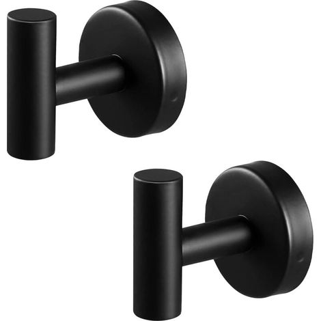 YMYNY 2er-Pack schwarze Kleiderhaken, Wandhaken, Kleiderhaken, Wandhaken, Edelstahl, Kleiderhaken für moderne Handtuchhaken, Bademantelhaken für Badezimmer (schwarz) (1/4)