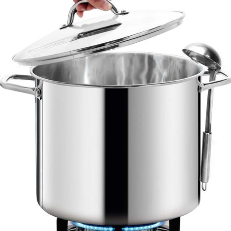 Large Stainless Steel Stock Pot with Lid (31cm, 18.9 Litres) - Mirror Polished Heavy Stock Pot for Healthy Cooking (1/5)