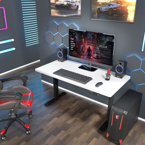 SCRIVANIA BIMOTION DESK 1S NERO OPACO BIANCO OPACO 140x70 (1/5)
