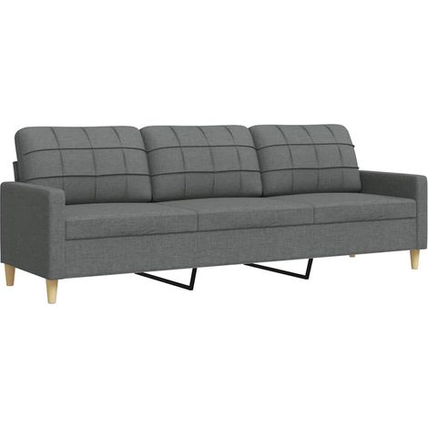 Sofá de 3 plazas de tela gris oscuro 210 cm vidaXL