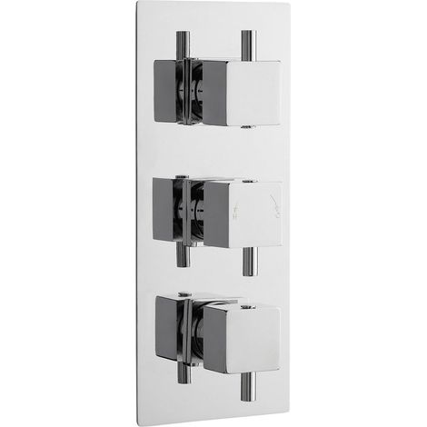 Square Concealed Triple Thermostatic Shower Valve (2 Outlets) - Chrome - Balterley