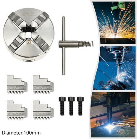 4 mandrins, mandrin à 4 mors auto-centré de 100 mm, mandrin de tour de haute précision, pour tours ordinaires, tours CNC économiques, ponceuses