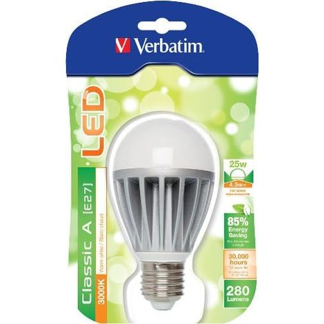 VERBATIN - LAMPADA LED CLASSIC A  E27 3000K 280 LUMES 4,5W WARM WHITE
