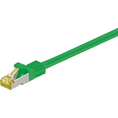 RJ45 cavo patch CAT 6A S/FTP (PiMF), 500 MHz, con cavo grezzo CAT 7 , Verde, guaina per cavo senza alogeni LSZH, rame, connettore RJ45 (CAT 6A). Lunghezza del Cavo 1.5 m