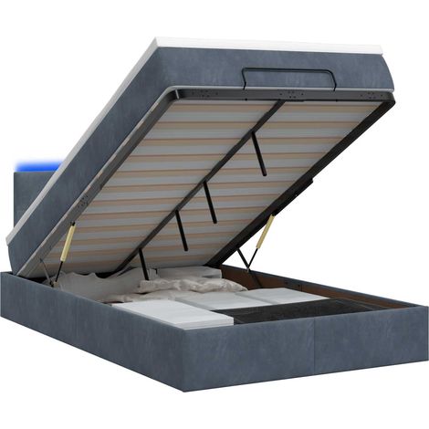 Maison Exclusive - Lit coffre avec matelas et LED Gris foncé 120 x 190 cm Velours (1/5)