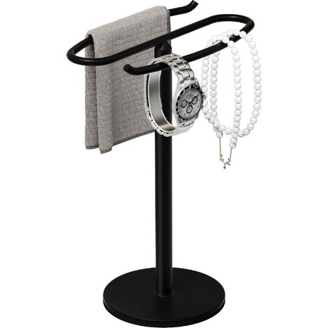 S-förmiger, freistehender Handtuchhalter aus schwarzem Edelstahl SUS304, geeignet für Badezimmer, Küchen, Waschbecken und andere Orte.